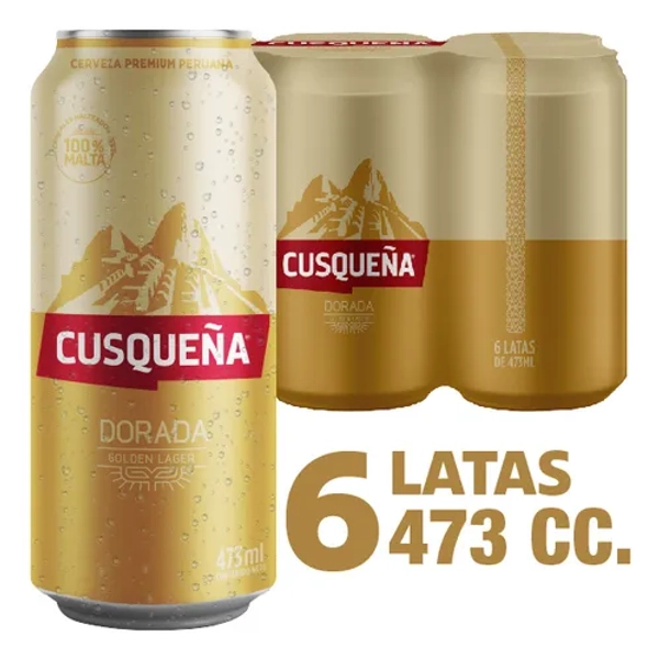 Pack 6 Cerveza Cusqueña Dorada Lata De 473cc