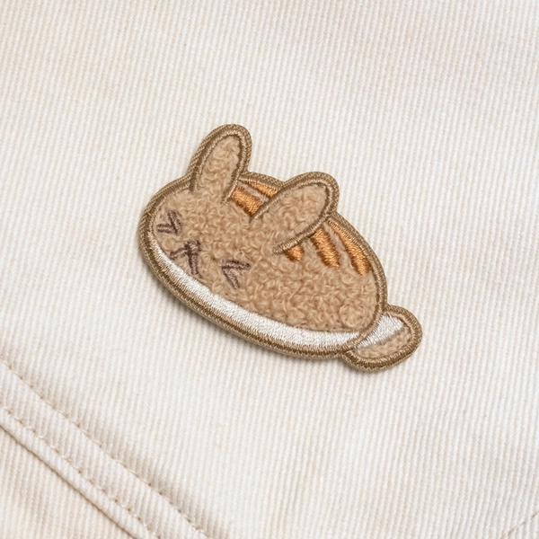 Bread Bunny Iron on Patch - Brown, Beige, Tan - DIY, Embroidered, Applique, Chenille, Bunny Rabbit, Bread Loaf, Cute Animal, Puns