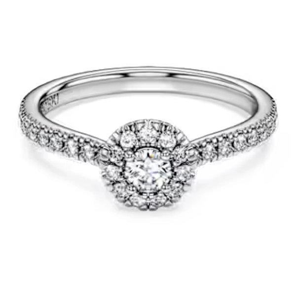 Eternity halo solitaire ring, Lab-grown diamonds 0.45 ct tw, Round shape, Sterling silver
