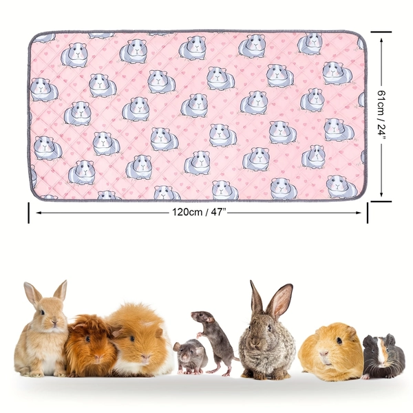 TEMU Pink Printed Guinea Pig Cage Mat, Washable Bedding For Guinea Pigs, Reusable And Super Absorbent Guinea Pig Pee Pads, Non-slip Mats For Small