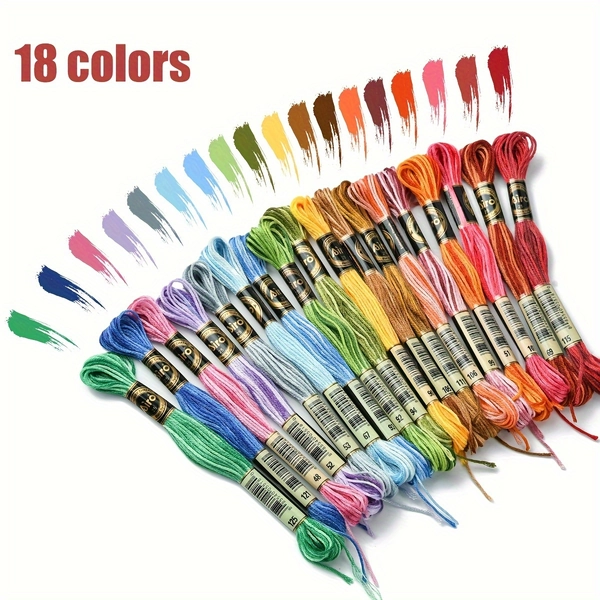 TEMU 18 Bundles Of Stitch Thread 6 Strands Of Colorful Embroidery Thread Handmade Embroidery Thread Diy Color Matching Weaving Thread About 8