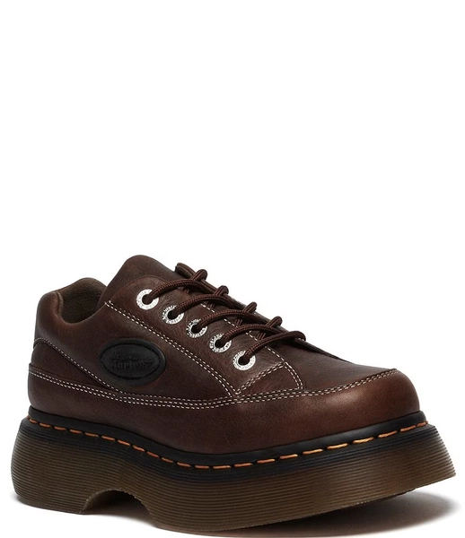 Dr. Martens Women's Buzz 5-Eye Grizzly Leather Platform Oxfords