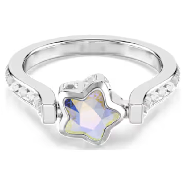 Chroma ring, Mixed cuts, Star, White, Rhodium plated