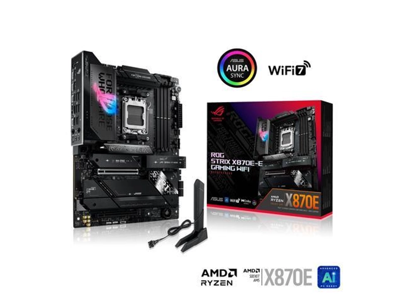 ASUS ROG STRIX X870E-E GAMING WIFI AMD AM5 X870 ATX motherboard 18+2+2 power stages, Dynamic OC Switcher, Core Flex, DDR5 AEMP, WiFi 7, 5x M.2, PCIe 5.0, Q-Release Slim, USB4, AI OCing & Networking - Newegg.com