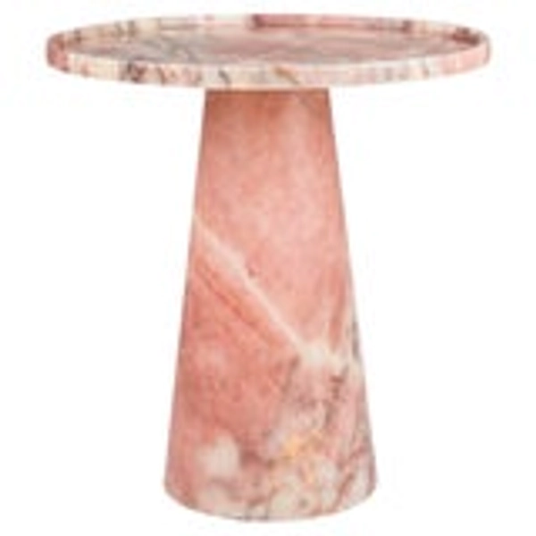 Pink Marble Pedestal Cone Side Table