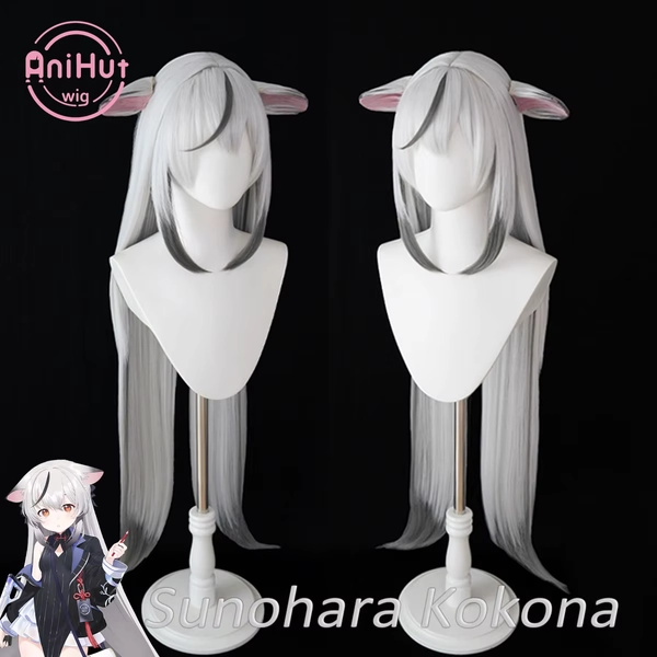 【AniHut】Sunohara Kokona 100cm Cosplay Wig with Ears Blue Archive Straight Heat Resistant Synthetic Hair Sunohara Kokona - AliExpress 