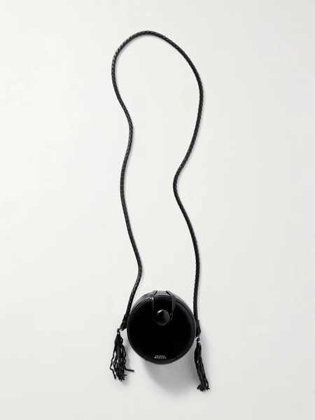 Houna tasseled leather shoulder bag - black - One Size