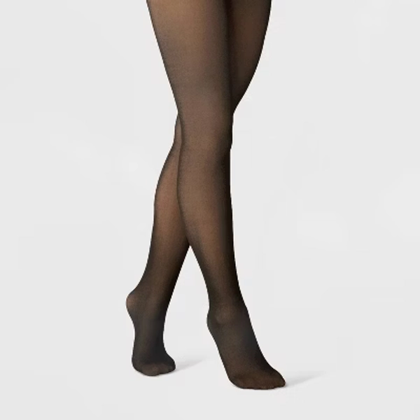 Women's Flat Knit Sheer Illusion Fleece Lined Tights - A New Day™ Black S/M