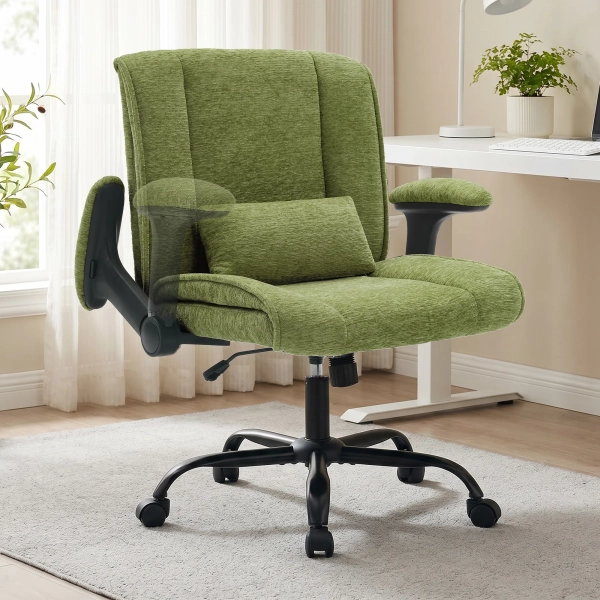 Modern Criss Cross Office Chair with Flip-Up Arms, Lumbar Support for Home Office, Bedroom