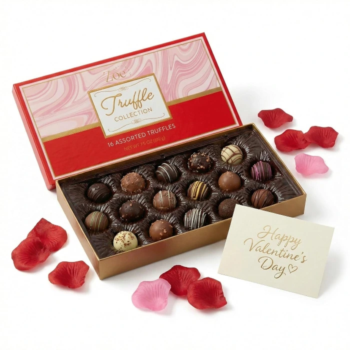 Valentines Day Chocolate Truffles Gift Box | 16 Count | 