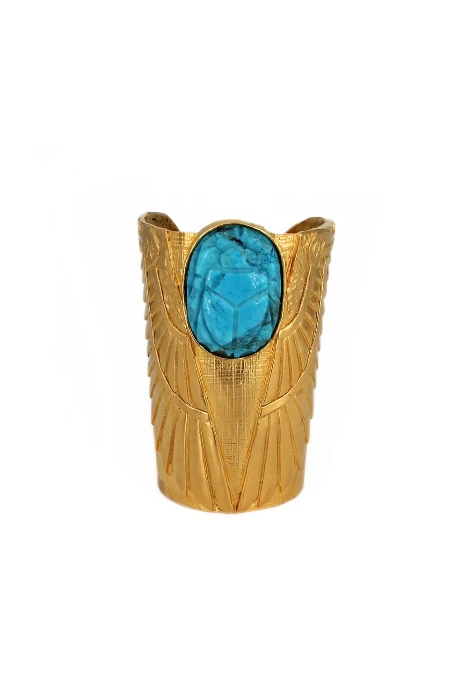 Shafik Big Cuff with a Turquoise Stone