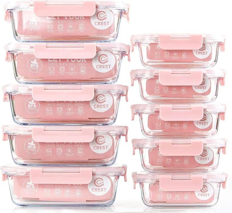 Glass Meal Prep Containers [5-Pack, 36 oz] 