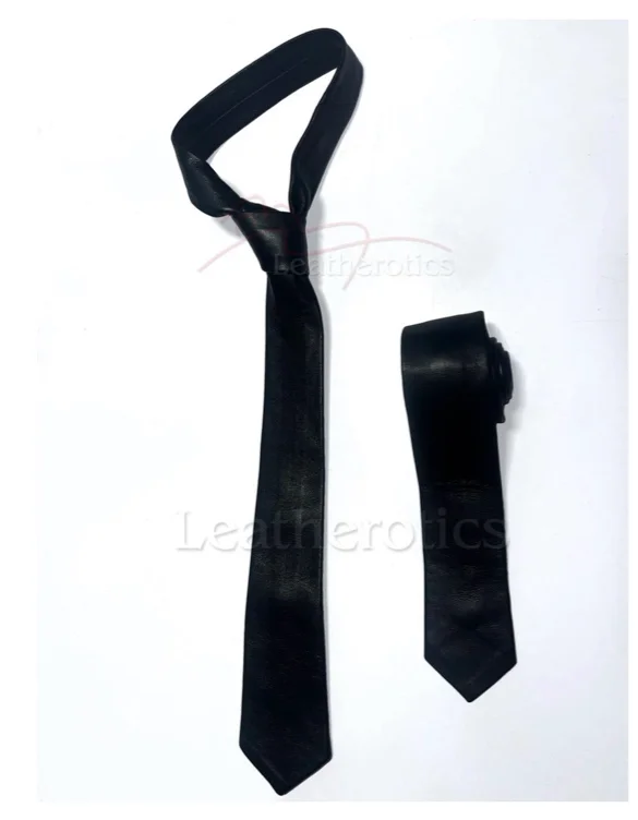 Black leather tie - Leatherotics