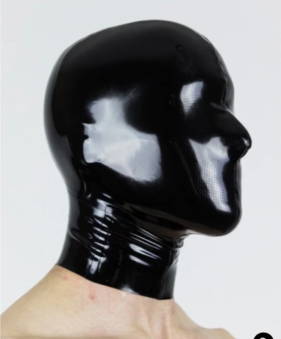 Latex hood! Just the tiniest holes over the mouth