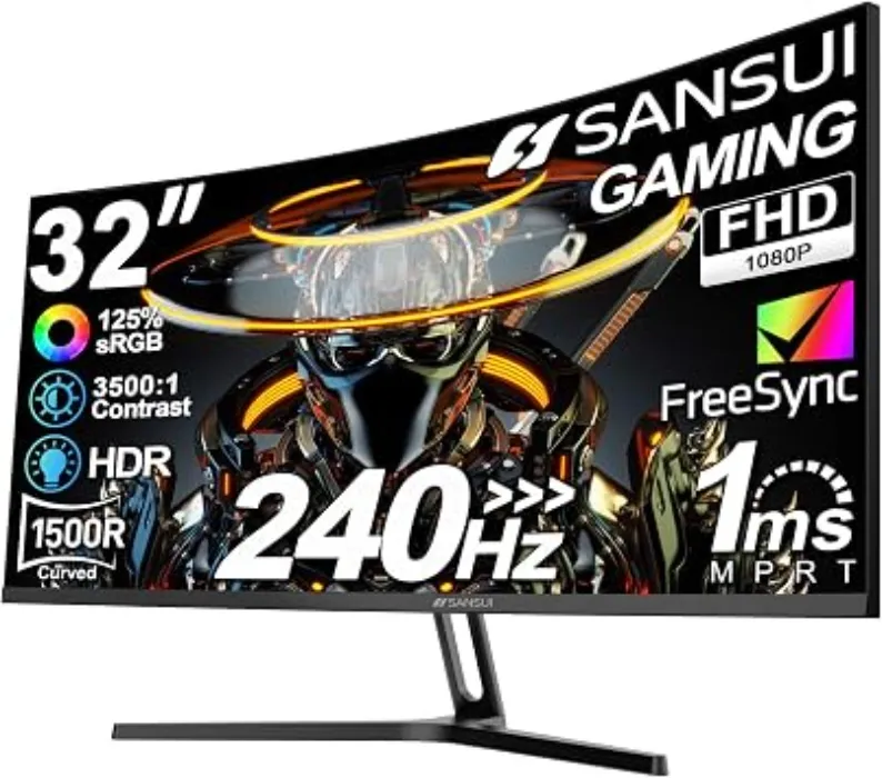 SANSUI 32 Inch Curved 240Hz Gaming Monitor