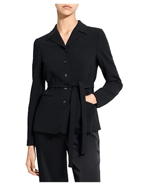 Tie Waist Jacket in Admiral Crepe - black - 2 AU