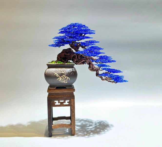 Blue Wire Bonsai Tree