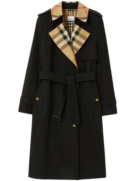 Burberry Check Panel cotton trench coat | 2