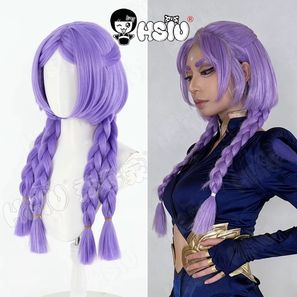 Yunara Cosplay Wig HSIU 60CM Light Purple Braids Long Hair Synthetic Wig+Wig Cap Game League of Legends LOL Cosplay Wig