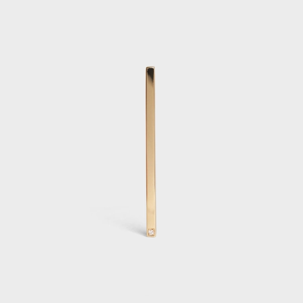 CELINE SENTIMENTAL STRAIGHT EARRING IN YELLOW GOLD AND DIAMOND - YELLOW GOLD & WHITE | CELINE
