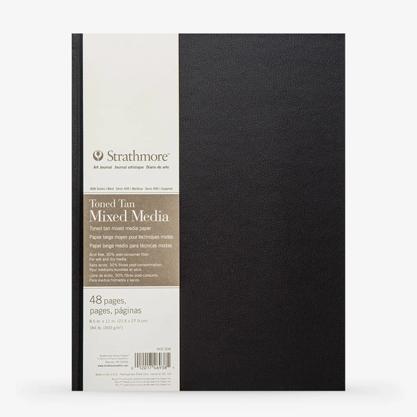 Strathmore : 400 Series : Hardbound Toned Tan Mixed Media Sketchbook : 300gsm : 48 Pages : 8.5x11in