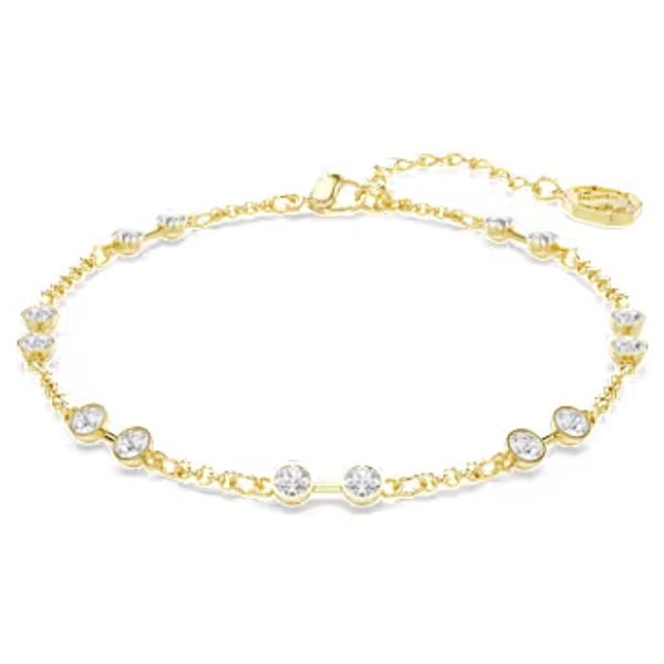 Swarovski Remix Collection strand, Ronde slijpvorm, Wit, Goudkleurige toplaag