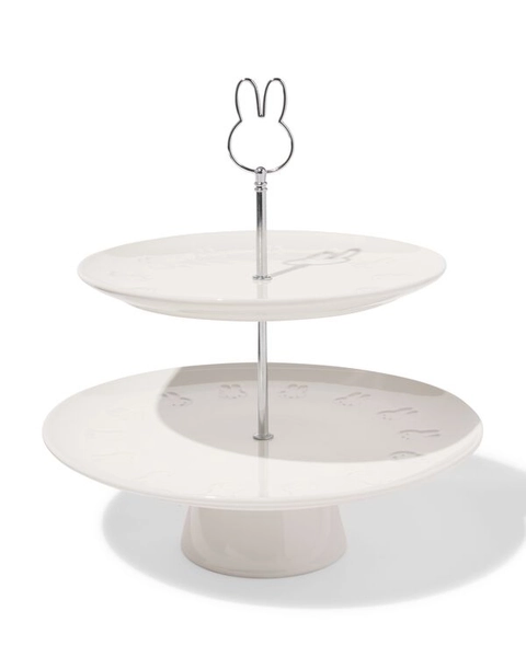 présentoir à gâteaux à étages Miffy 28,5 cm en céramique à 2 niveaux - HEMA