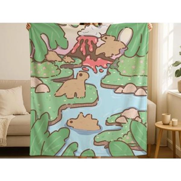 Dino Nuggets Jungle Blanket, Silly Bedroom Throw, Autistic Safe Food Blanket, Neurodivergent Gift For Teen, College Dorm Dopamine Decor