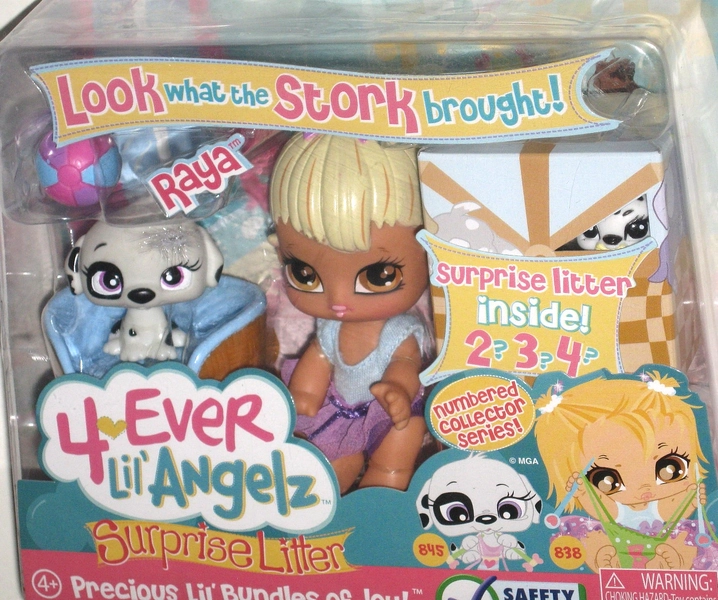 Bratz 4 EVER Lil Angelz Baby RAYA Doll #838 Dog #845 Surprise Litter Pets
