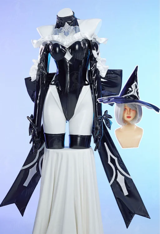 Mobbunny x Princess_Ailish 2B Sexy Lingerie Costume Gothic Black Witch Bodysuit with Hat