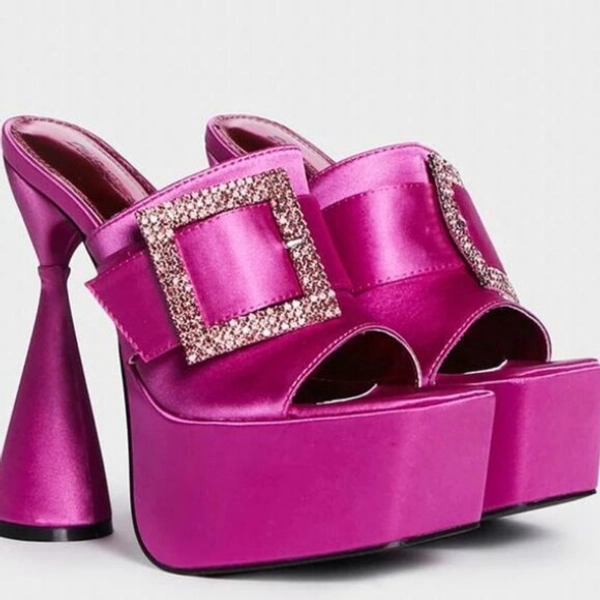 Dolls Kill x Bratz Hot Pink Satin Rhinestone Buckle Platform Heels β SIZE 9