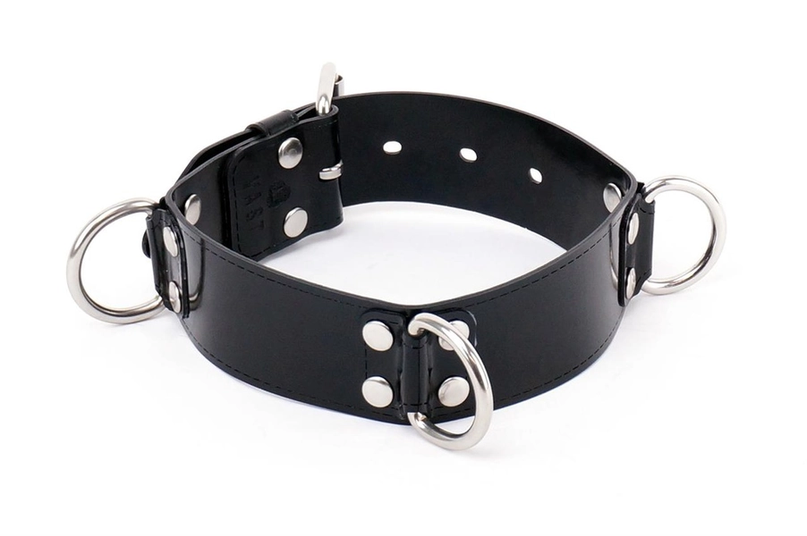 VAST Bondage Collar 3 D-Rings Black