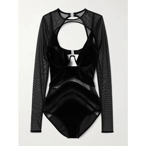 Zimmermann - Rhiannon Underwired Mesh And Velour Swimsuit - Black