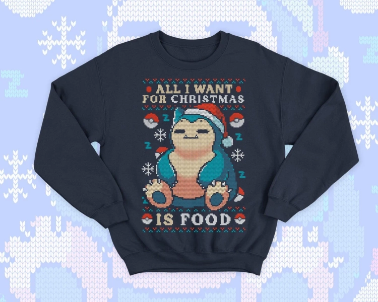 Cute Gamer Ugly Christmas Sweater - Hungry and Kawaii Sweatshirt Gift - Video Game Monster - All I Want for Christmas is Food - Eat Sleep - Etsy Canada