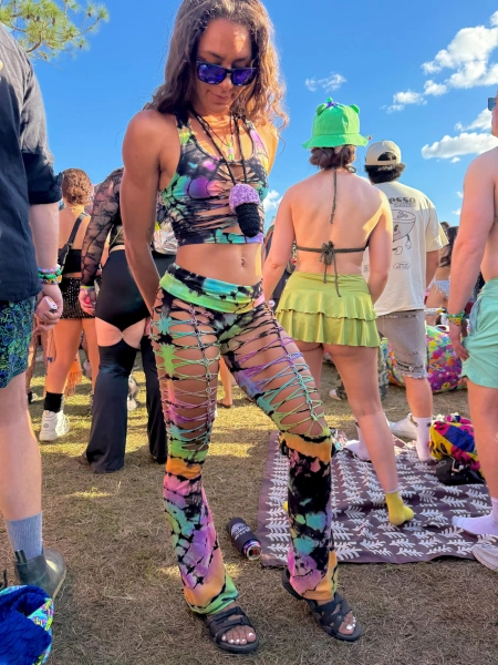 Handmade Tie Dye Two Piece Set – Festival Rave Outfit | halter top | flare bottoms