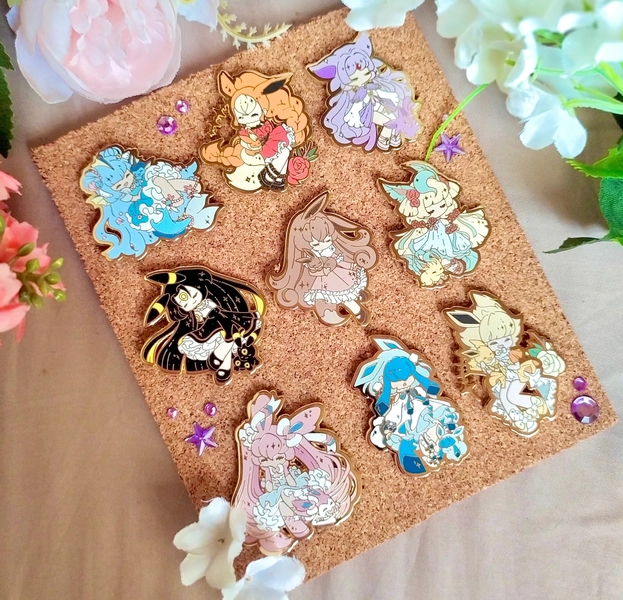 Eeveelution enamel pin set
