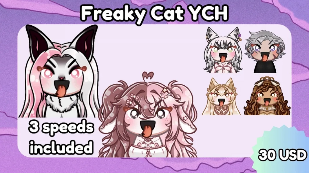 Freaky [Tongue Freak Cat] Animated Emote by morrigh (@morrigh)