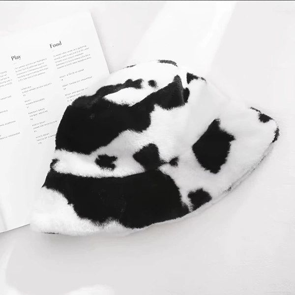 TEMU New Women's Halloween Costume Headwear, Cosplay Cow Print Rabbit Bucket Hat, Autumn/winter New Style Hat, Versatile And Korean Style Influencer