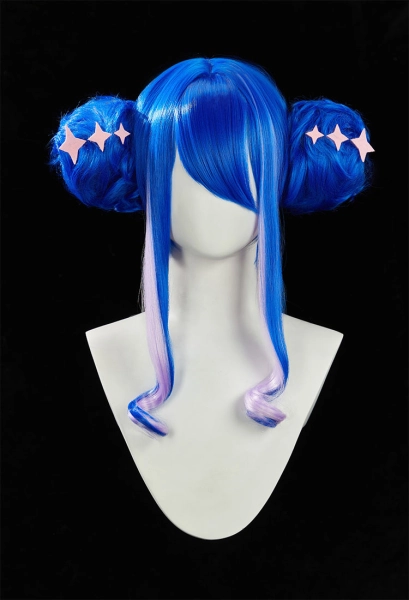 KOG Princess Gwen Cosplay Wig Royal Blue Double Bun Wig