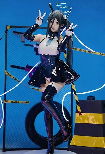 Blue Archive Tendou Alice Cosplay Costume Bodysuit with Gloves and Thigh-high Socks