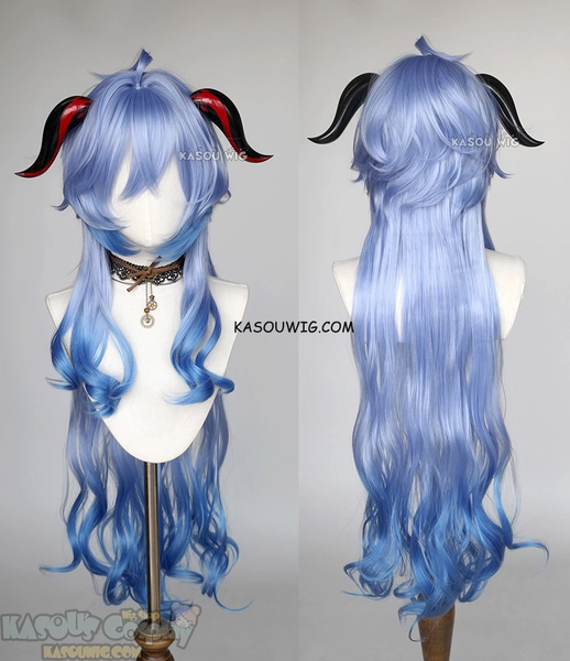 Genshin Impact Ganyu 100cm long wavy dyed blue ombre wig