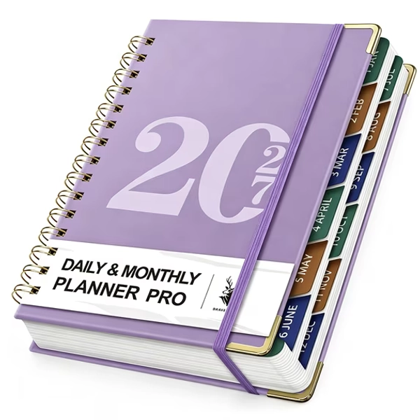 2027 Calendar Year Monthly & Daily Hardcover Planner,Multi-Purpose 12 Months Agenda Book for School Home Office, 5.7" x 8.3"