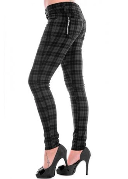 Banned Apparel Grey Check Skinny Jeans