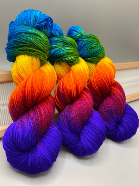 Rainbow Brite Hand Dyed Superwash Merino Wool Yarn