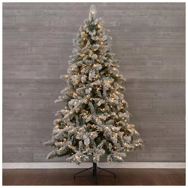 Flocked Edgewood Pine Pre-Lit Christmas Tree - 7.5 ft