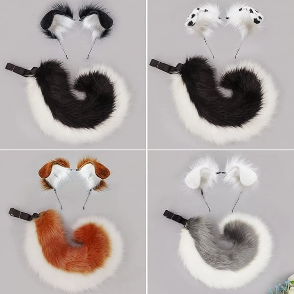 [$23.00]4 Colors Cute Lolita Plush Set - KC + Puppy Tail