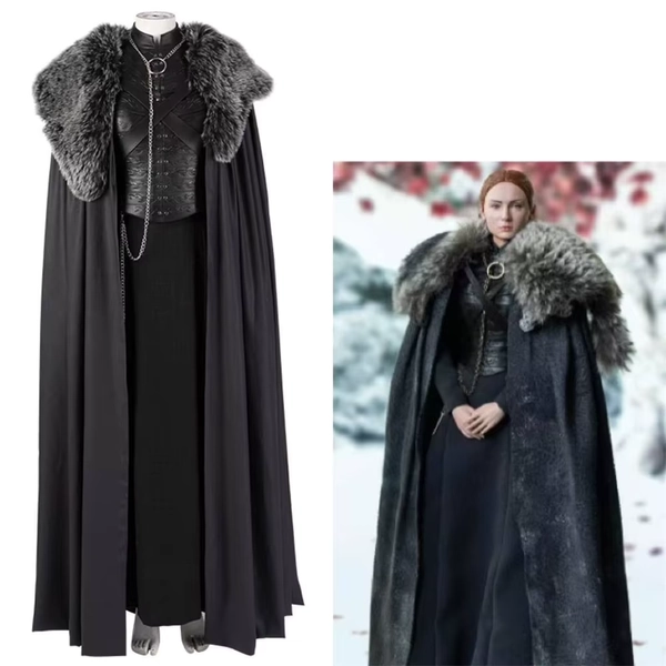 TV Sansa Cosplay Stark-kostuum Vechtuniform met cape voor dames Halloween Carnaval Vermomming Feestoutfits - AliExpress 200000532