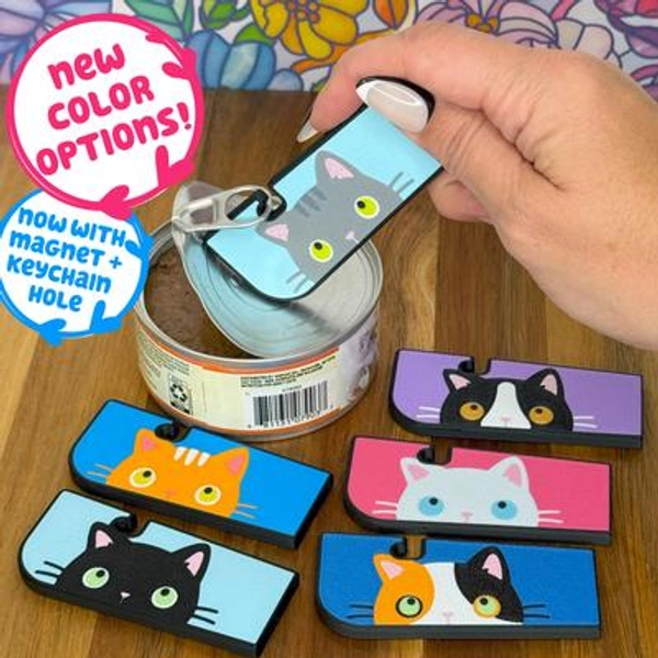 Tab Buddy XL Kitty - Cat Food can tab opener help for long nails, sore hands; assistive veggie, soup, cat, dog food magnet tool arthritis