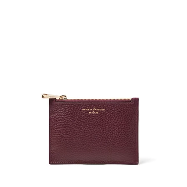 Small Essential Flat Pouch in Burgundy Pebble