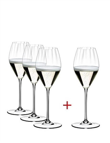 PERFORMANCE PAY 3 GET 4 CHAMPAGNE WINE GLASS - clear - 4 Pc